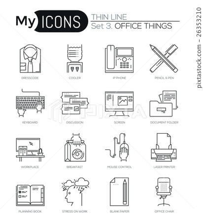 Modern thin line icons set of basic business - Stock Illustration ...
