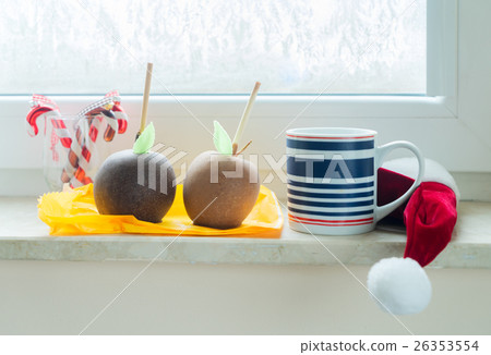 Cup of coffee on window sill 26353554