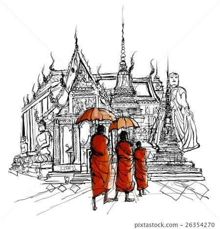 Thailand, monks in a temple Thailand, monks in a temple 26354270