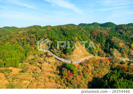 Aerial view of Oitaki-cho Awashima Falls area 26354498
