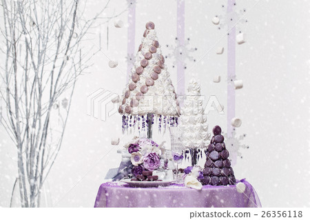 Set of three wedding croquembouche cakes 26356118