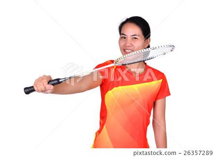 badminton player isolated on white background badminton player isolated on white background 26357289