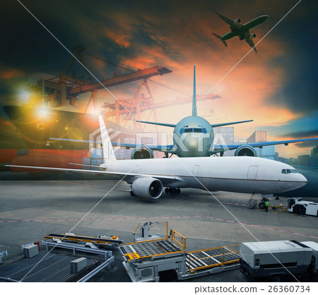 air freight and cargo plane loading 26360734