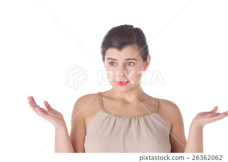 Woman shrugged shoulders Woman shrugged shoulders 26362062