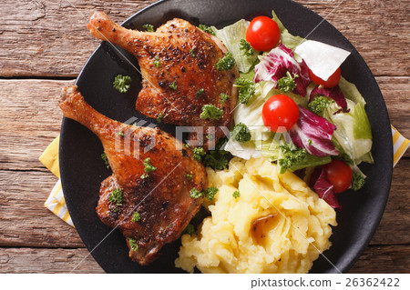 baked duck leg, mashed potatoes 26362422