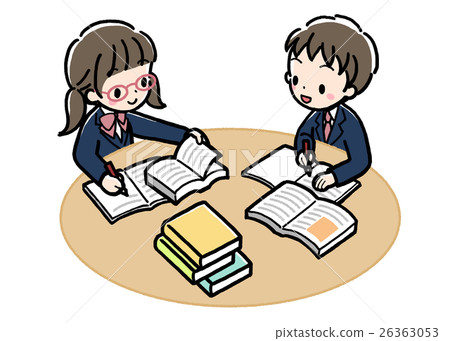 書_學習研究_兩個人_制服 26363053