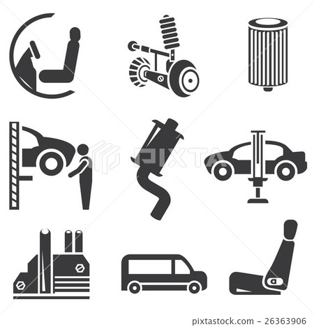 automotive icons, car parts and garage icons automotive icons, car parts and garage icons 26363906