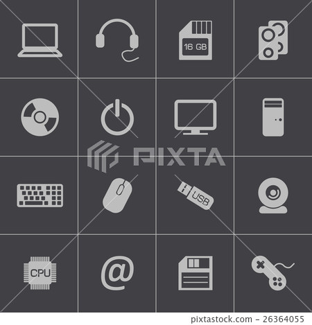 Vector black  computer icons set 26364055