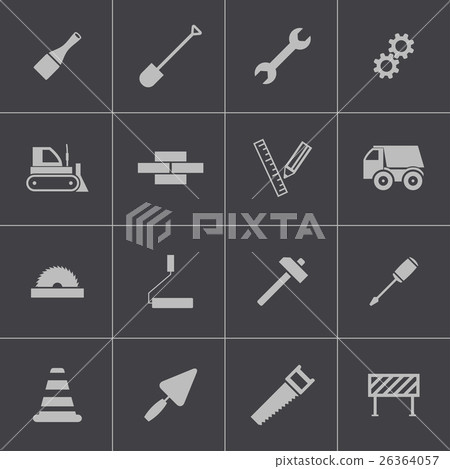Vector black  construction icons set 26364057