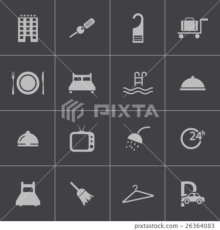 Vector black hotel icons set Vector black hotel icons set 26364083