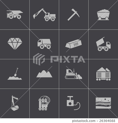 Vector black  mining icons set 26364088