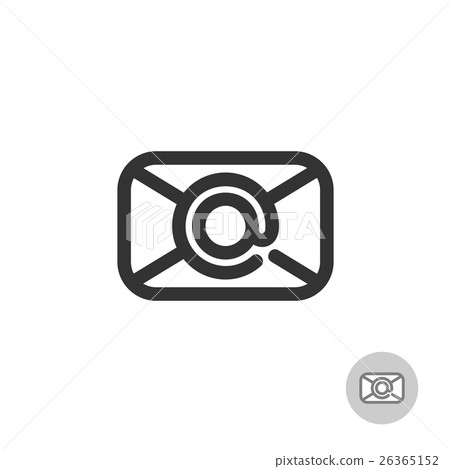 Simple mail icon with at symbol as a stamp 26365152