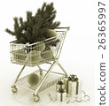 Shopping cart full with Christmas balls 26365997