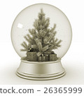 Snow ball with Christmas tree and presents 26365999