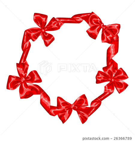 Frame with red satin gift bows and ribbons - Stock Illustration ...