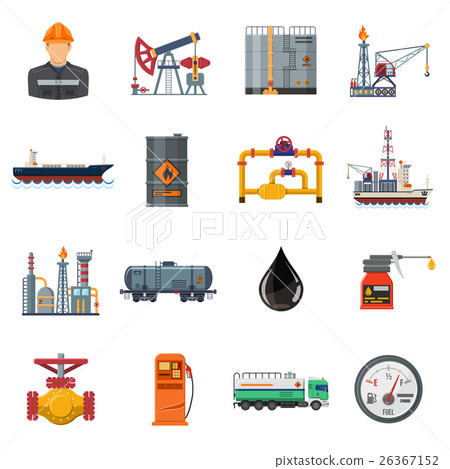 Oil industry Flat Icons Set 26367152