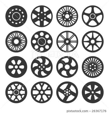 Wheel Disks or Rims Icon Set. Vector 26367176