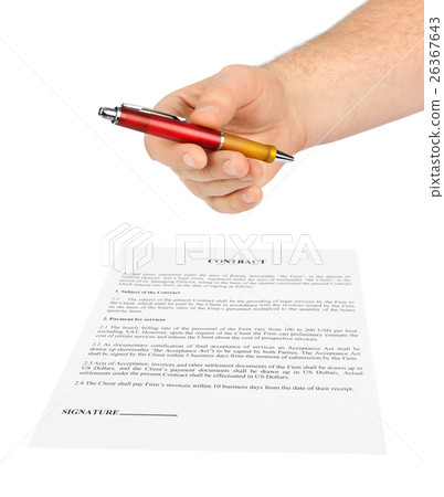Hand with pen and contract 26367643
