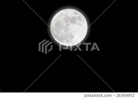 Full moon in space over stars background. 26369952