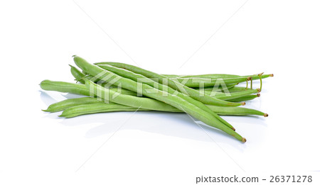 Fresh green beans on white background Fresh green beans on white background 26371278