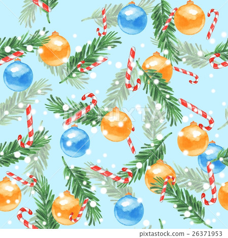 New year seamless pattern. Watercolor painting 18 New year seamless pattern. Watercolor painting 18 26371953