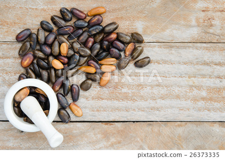 Heap of custard apple seeds or kernels isolated 26373335