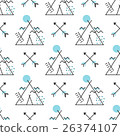 Seamless pattern with stylized wigwam and arrows 26374107