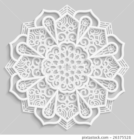 Lace 3D mandala, round symmetrical pattern 26375528
