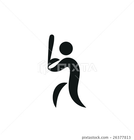 A man is playing baseball. It is a stick figure 26377813
