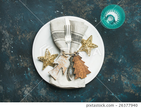 Christmas, New Year holiday table setting over 26377940