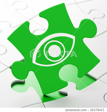 Safety concept: Eye on puzzle background 26378421