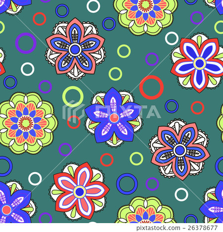 Seamless background with doodle circles, vector. 26378677
