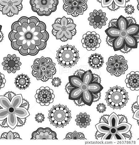 Seamless floral background. Isolated black and Seamless floral background. Isolated black and 26378678