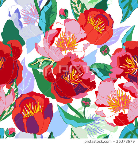 Seamless floral background. Isolated red flowers Seamless floral background. Isolated red flowers 26378679