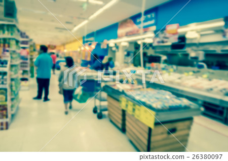 Abstract blurred photo of store with trolley in department store bokeh background Abstract blurred photo of store with trolley in department store bokeh background 26380097