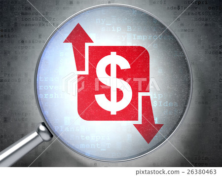 Business concept: Finance with optical glass on 26380463