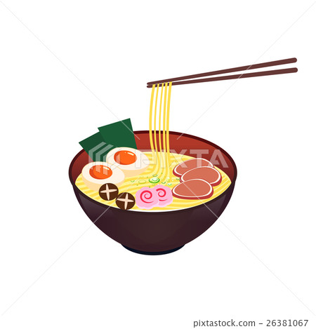 Illustration of a Bowl of Noodles with Chopsticks 26381067
