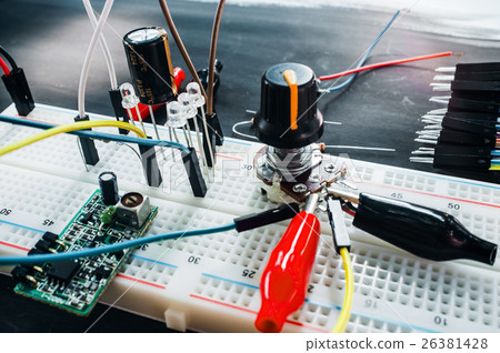 Prototyping electronic board with components 26381428