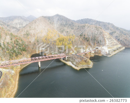 Lake autumn Sapporo Lake aerial photograph Lake autumn Sapporo Lake aerial photograph 26382773