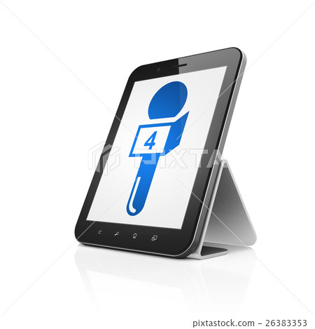 News concept: Tablet Computer with Microphone on News concept: Tablet Computer with Microphone on 26383353