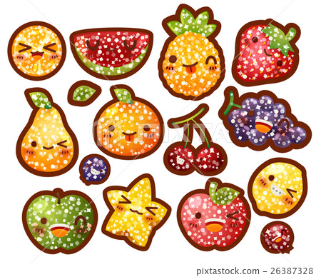Collection of glitter fruit with sugar coat  26387328
