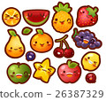 Collection of lovely baby fruit doodle icon 26387329