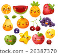 Collection of lovely baby fruit doodle icon  26387370