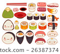 Collection of lovely  japanese food doodle icon 26387374