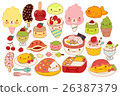 Collection of lovely  japanese food doodle icon 26387379
