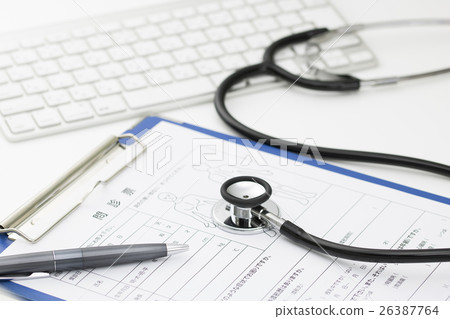 Stethoscope and interview form Stethoscope and interview form 26387764