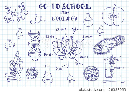 Biology. Hand sketches on the theme of biology.  26387963