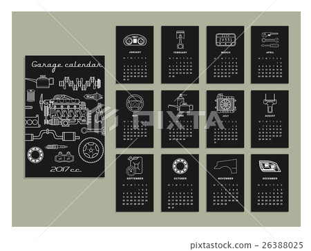 Garage calendar of 2017. Vector. Isolated Garage calendar of 2017. Vector. Isolated 26388025
