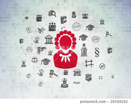 Law concept: Judge on Digital Data Paper Law concept: Judge on Digital Data Paper 26388202