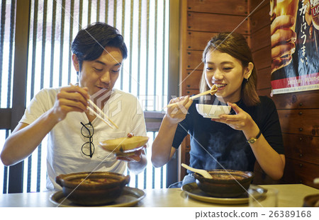 Couple to have a meal Nagoya meal Miso stewed udon Couple to have a meal Nagoya meal Miso stewed udon 26389168